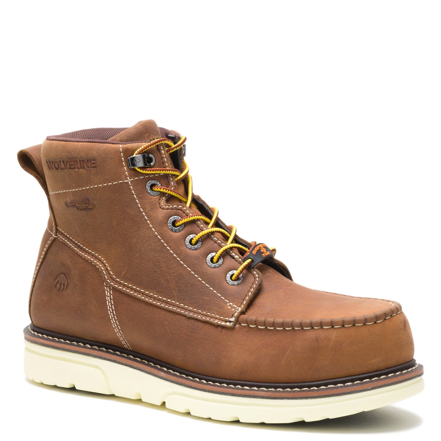 Peltz Shoes  Men's Wolverine Boots I-90 Durashocks Moc-Toe Work Boot TAN W201097