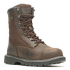 Peltz Shoes  Men's Wolverine Boots Floorhand 8 inch Waterproof Steel Toe Work Boot DARK BROWN W221041