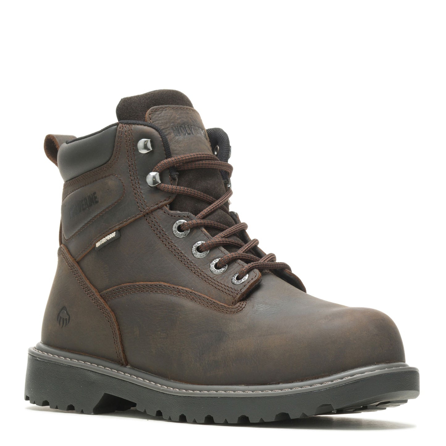 Peltz Shoes  Men's Wolverine Boots Floorhand 6 inch Waterproof Steel Toe Work Boot DARK BROWN W221046