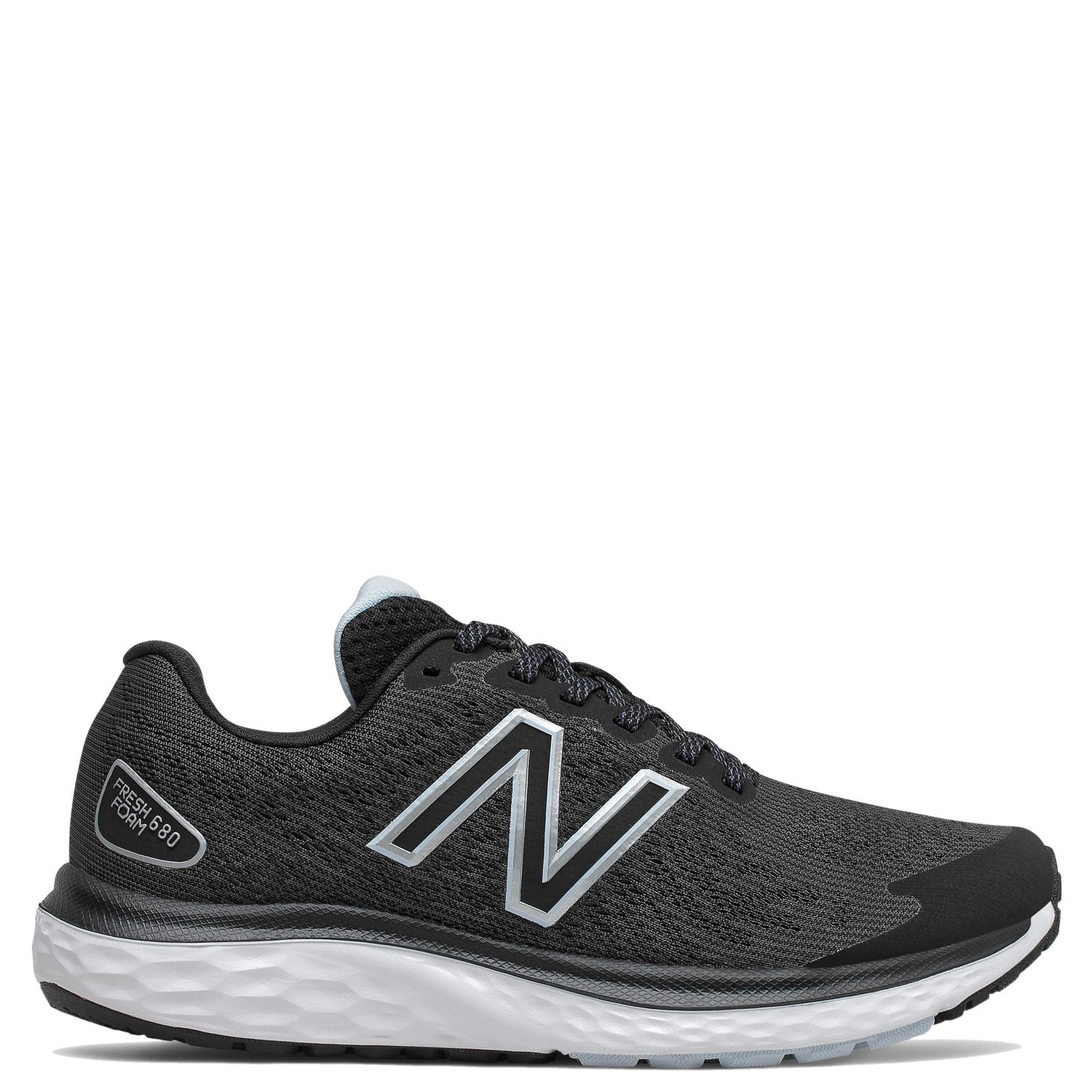 Peltz Shoes  Women's New Balance 680v7 Running Shoe BLACK / WHITE W680LK7
