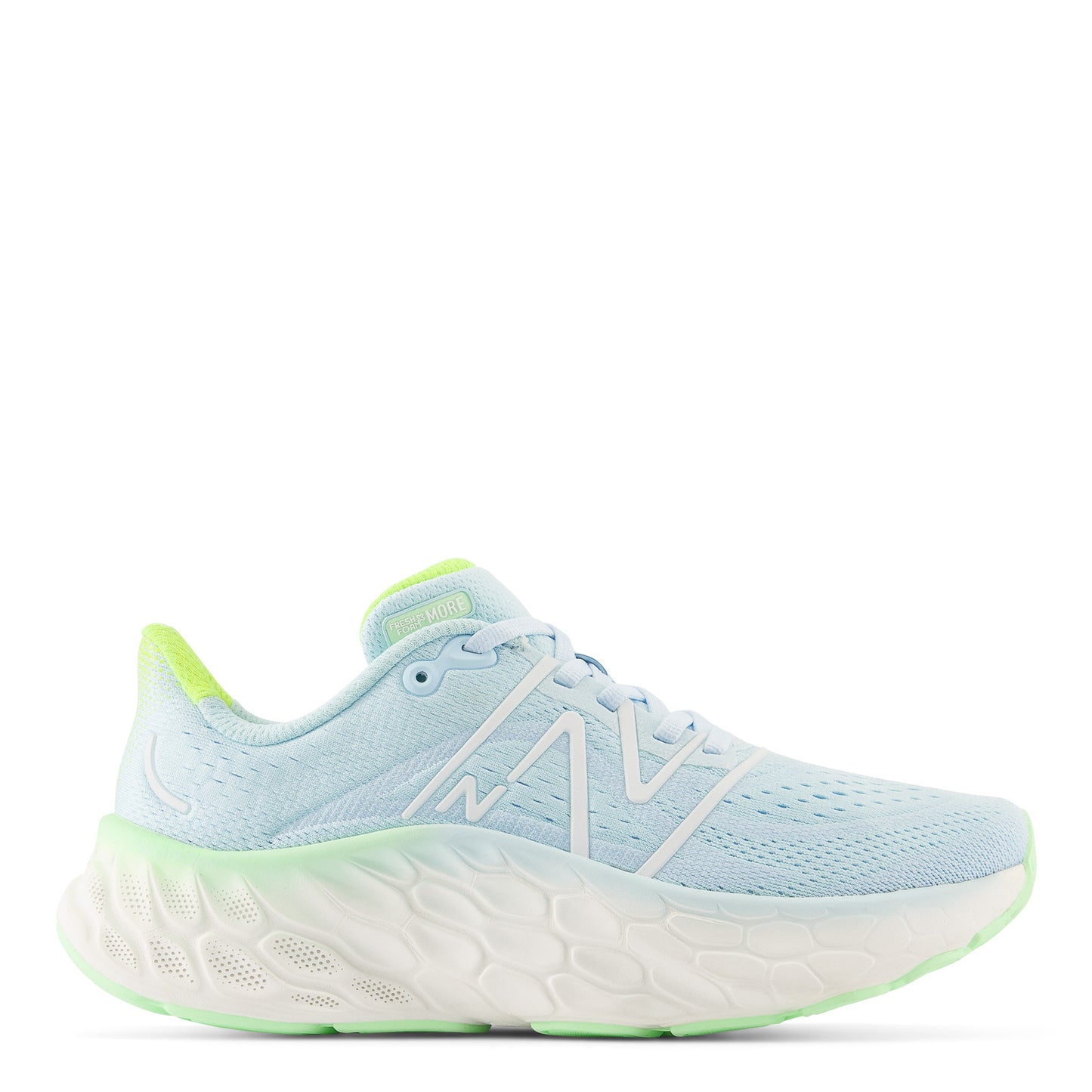 Peltz Shoes  Women's New Balance Fresh Foam More v4 Running Shoe BLUE/GREEN AURA/WHITE WMORCK4