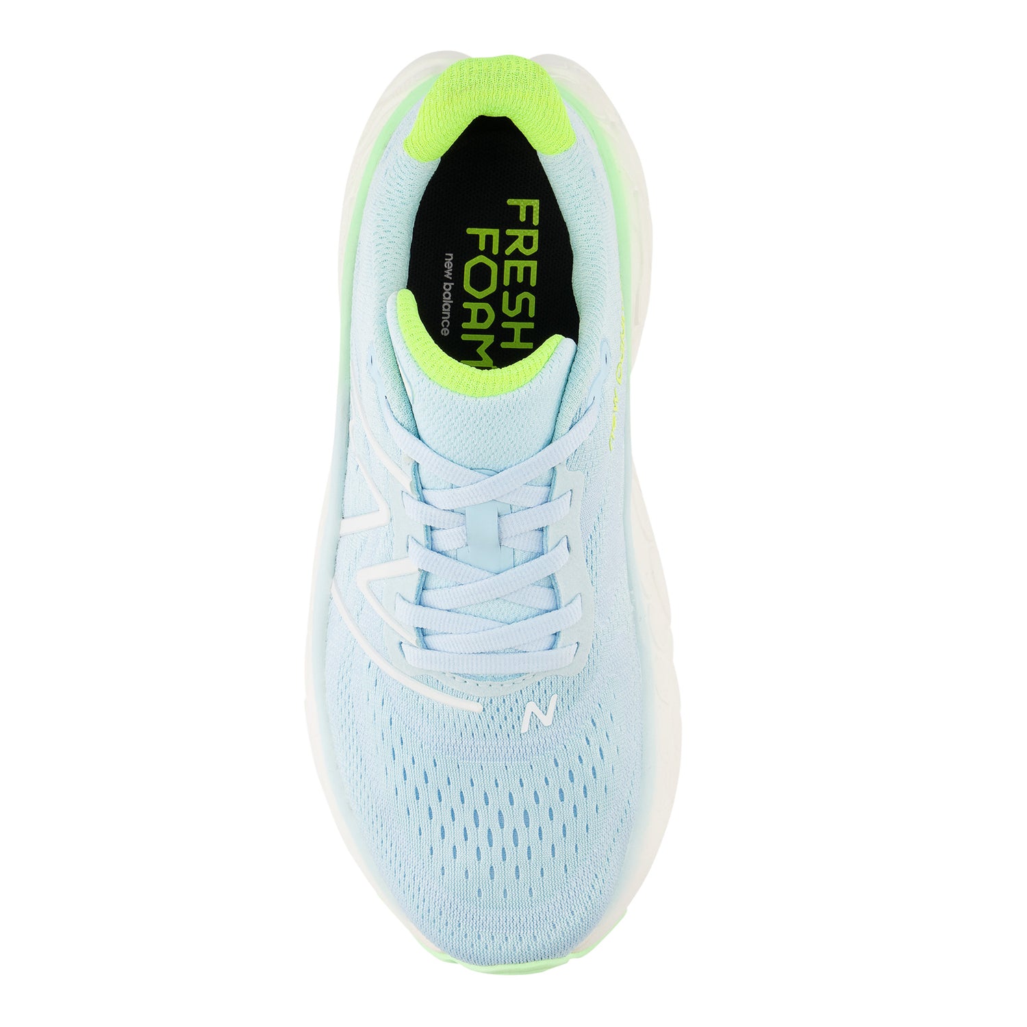 Peltz Shoes  Women's New Balance Fresh Foam More v4 Running Shoe BLUE/GREEN AURA/WHITE WMORCK4