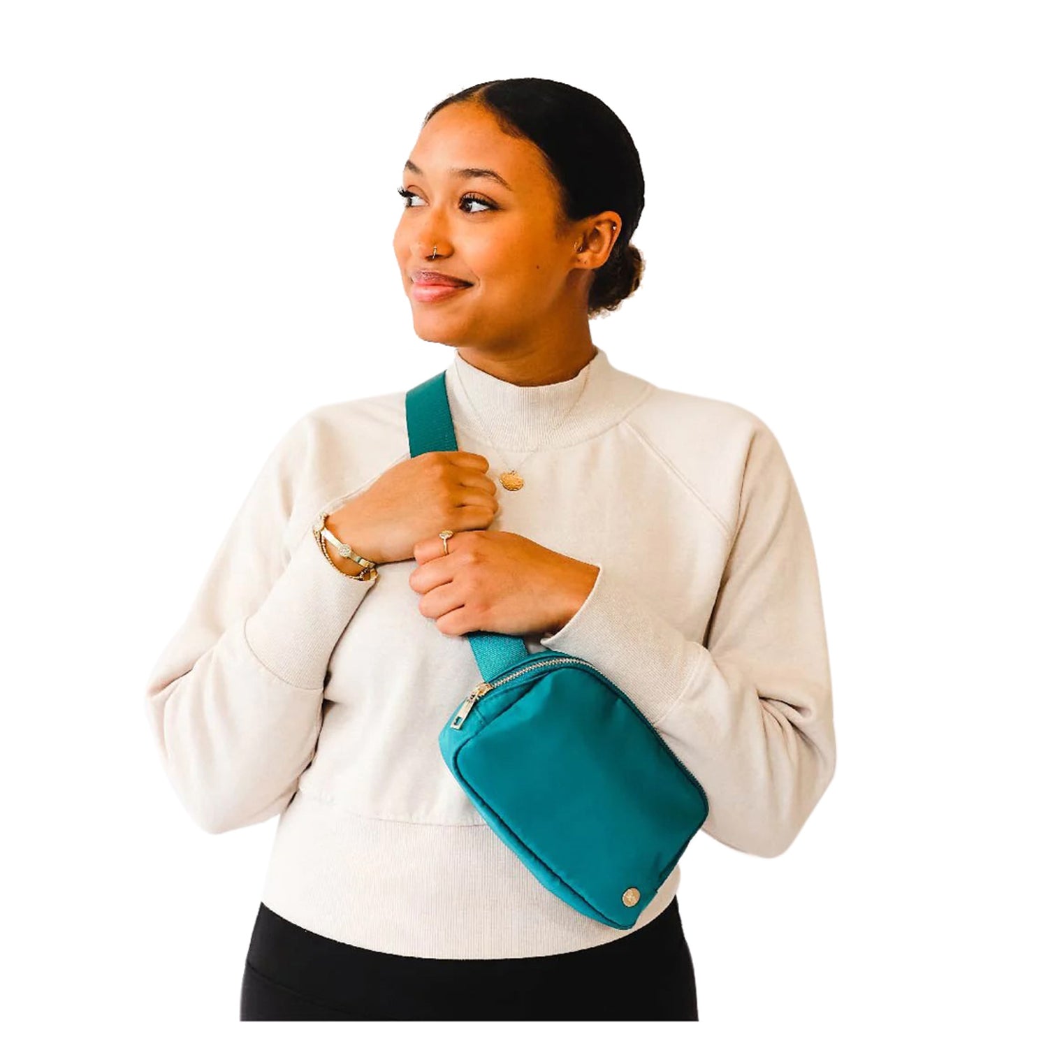 Peltz Shoes  Women's The Darling Effect All You Need Belt Bag with Hair Scarf Brilliant Teal WSDE-BLTBAG-BT
