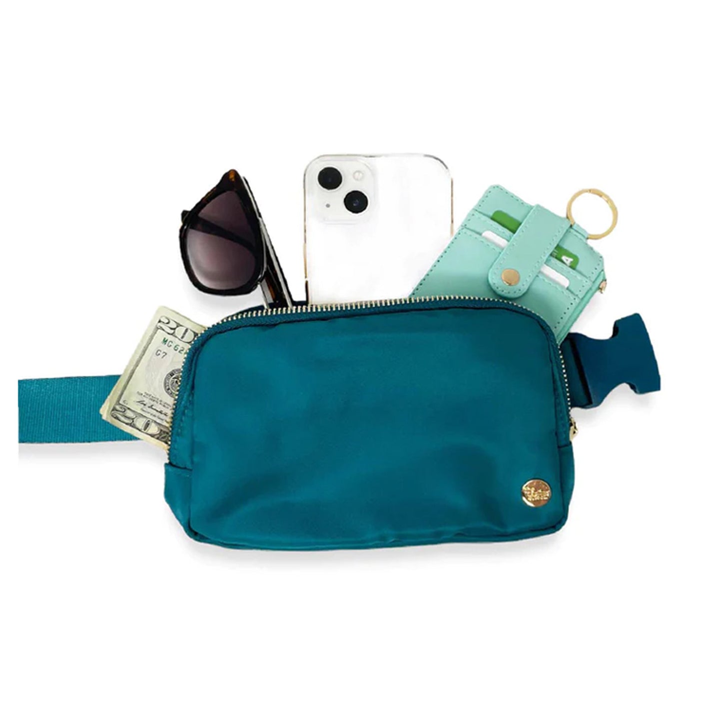 Peltz Shoes  Women's The Darling Effect All You Need Belt Bag with Hair Scarf Brilliant Teal WSDE-BLTBAG-BT