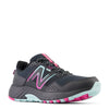 Peltz Shoes  Women's New Balance WT410V8 Trail Running Shoe BLACK/BRIGHT CYAN/pink WT410LC8