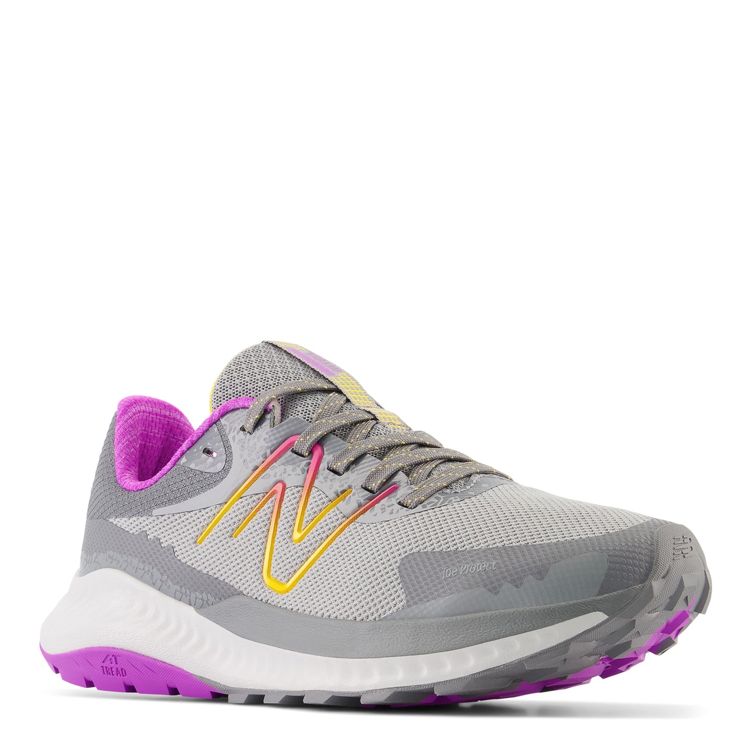 Peltz Shoes  Women's New Balance DynaSoft Nitrel V5 Trail Running Shoe Grey Pink Multi WTNTRMG5
