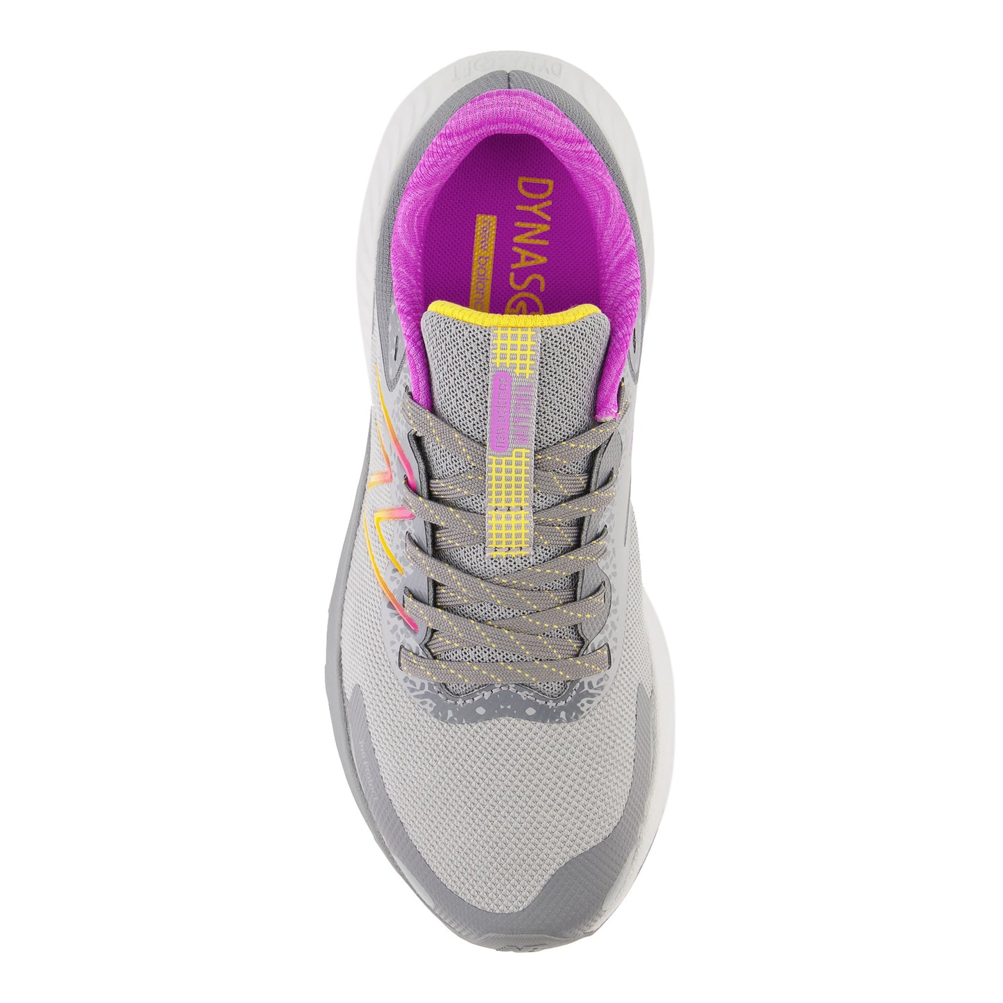 Peltz Shoes  Women's New Balance DynaSoft Nitrel V5 Trail Running Shoe Grey Pink Multi WTNTRMG5