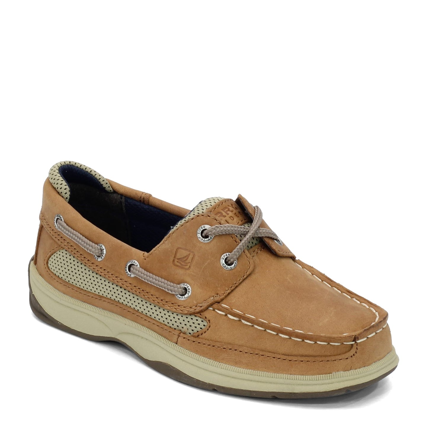 Peltz Shoes  Boy's Sperry Kids Lanyard Boat Shoe - Little Kid & Big Kid DARK TAN YB46122A