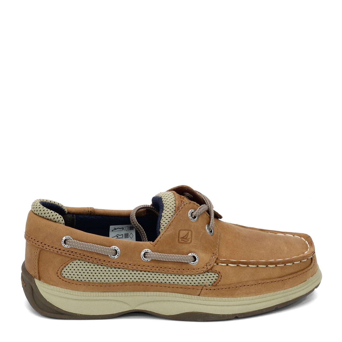 Peltz Shoes  Boy's Sperry Kids Lanyard Boat Shoe - Little Kid & Big Kid DARK TAN YB46122A